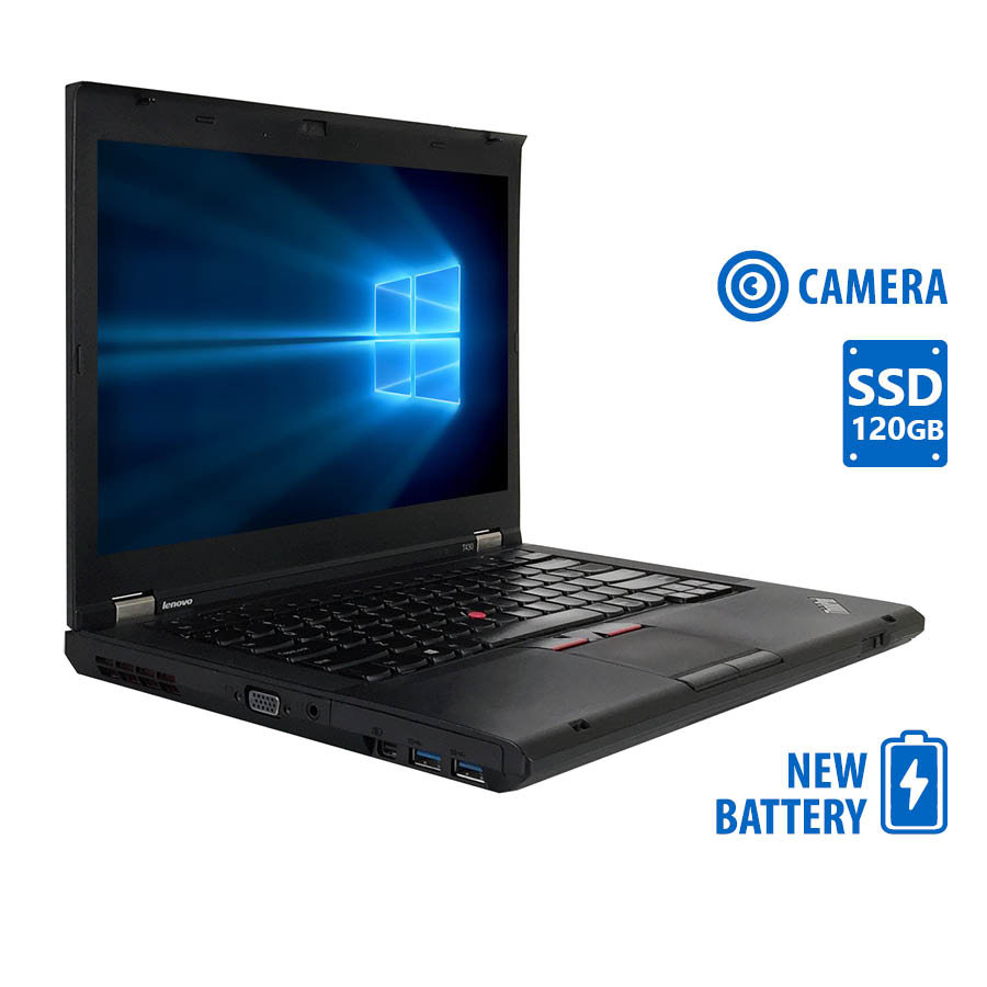 "Lenovo (B) ThinkPad T430 i5-3320M/14""/4GB/120GB SSD/DVD/Camera/New Battery/7P Grade B Refurbished La"