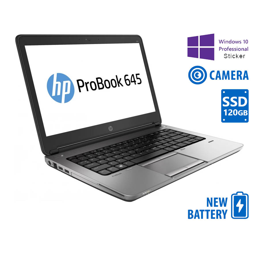 "HP ProBook 645G1 AMD A4-5150M/14""/4GB/120GB SSD/DVD/Camera/New Battery/10P Grade A Refurbished Lapto"