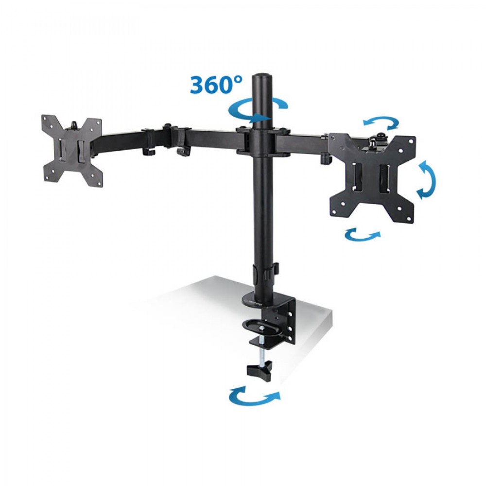 Βάση Οθόνης διπλή γραφείου 10- 27 μαύρη W018