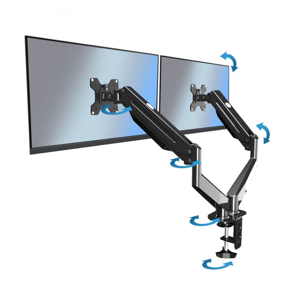 Βάση Οθόνης διπλή γραφείου 17- 27 μαύρη W020