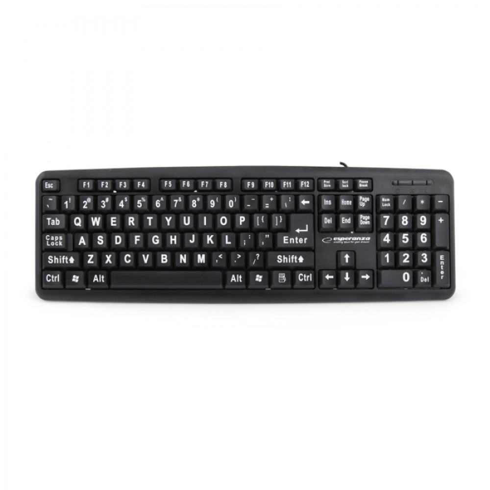 Πληκτρολόγιο USB με μεγάλους χαρακτήρες Μαύρο EK129