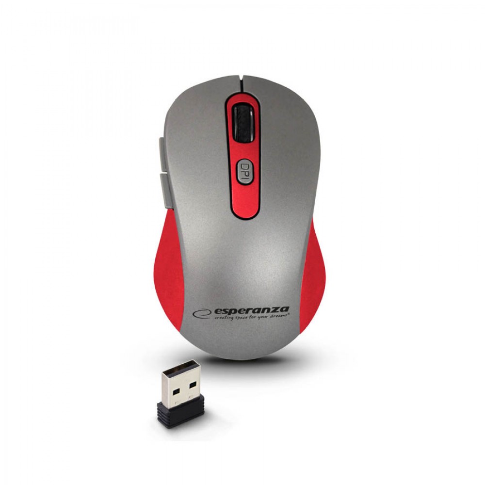 Ασύρματο Ποντίκι Adara 2.4Ghz 800-1600 Dpi κόκκινο/ασημί EM131R