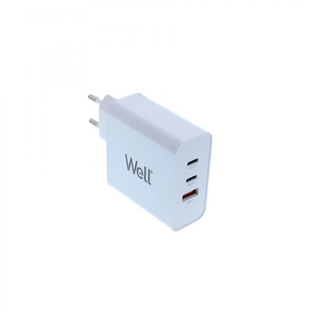 Universal USB 3.0/2xUSB-C FastTravel Wall Charger 65W Λευκό Well PSUP-USB-WPQ6501WE-WL