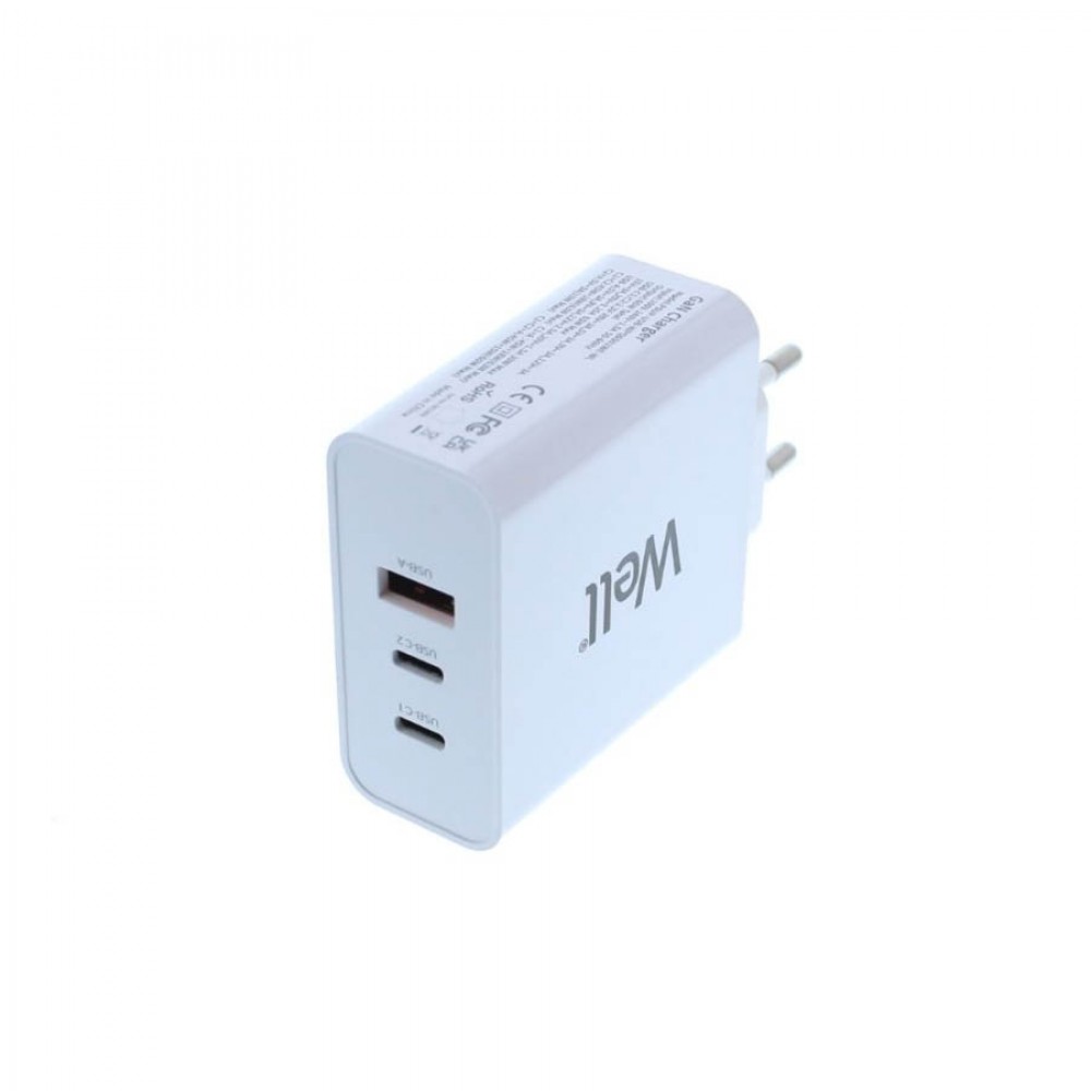 Universal USB 3.0/2xUSB-C FastTravel Wall Charger 65W Λευκό Well PSUP-USB-WPQ6501WE-WL