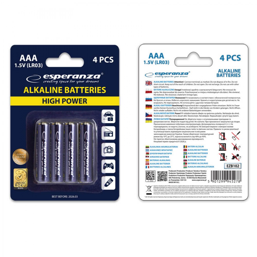 Μπαταρία LR3 AAA 4τεμ Αλκαλική EZB102