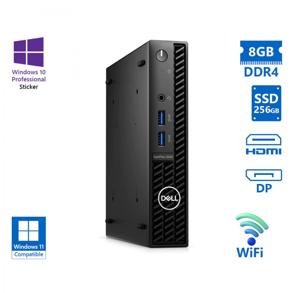 Dell Optiplex 3000 DM WiFi i5-12500T/8GB DDR4/256GB  SSD/No ODD/10P Grade A Refurbished PC