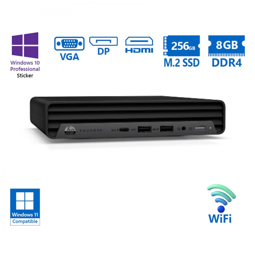 HP ProDesk 400G6 DM WiFi i5-10500T/8GB DDR4/256GB M.2 SSD/No ODD/10P Grade A Refurbished PC