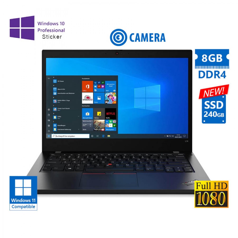 Lenovo ThinkPad L14 Gen 1 i5-10210U/14``FHD/8GB DDR4/240GB SSD New/No ODD/Camera/10P Grade A Refurbi