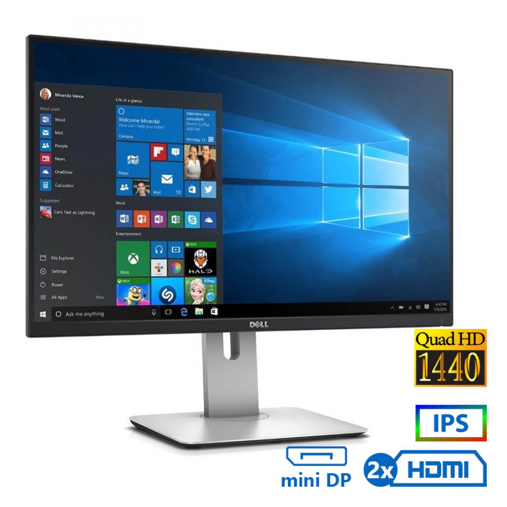 Used Monitor U2515H IPS/Dell/25``QHD/2560x1440/Wide/Black/DP & mini DP & 2x HDMI & USB Hub 3.0