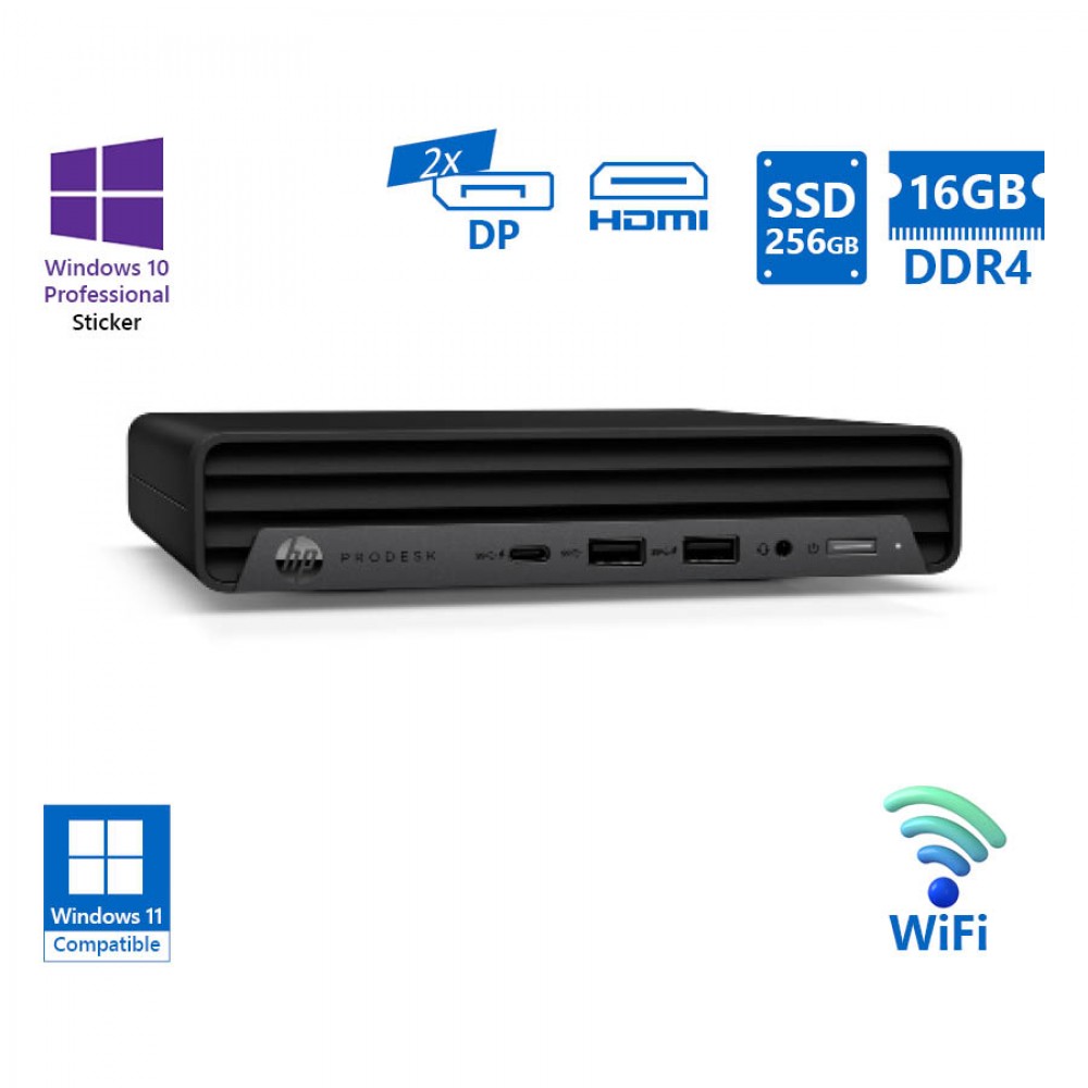 HP ProDesk 400G6 DM WiFi i5-10400T/16GB DDR4/256GB SSD/No ODD/10P Grade A Refurbished PC